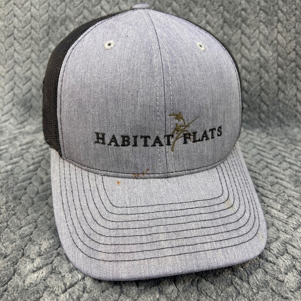 Habitat Flats Logo Mens Grey Richardson Trucker Hat Mesh Snapback Flag OSFM
